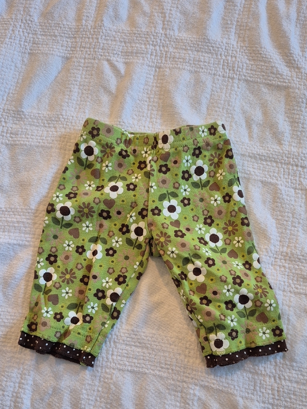 Carter's girls NB green with floral print pants VGUC